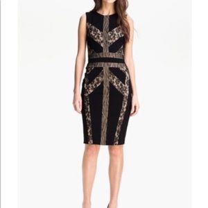 BCBG black and nude dress